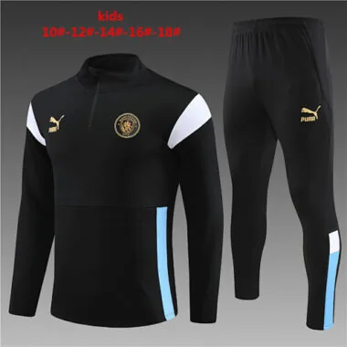 kids kit 23-24 Man City black half zipper sweater tracksuit