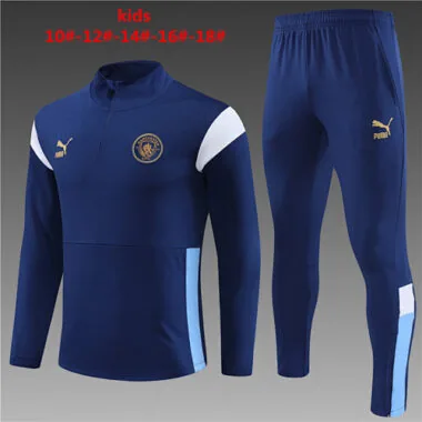kids kit 23-24 Man City navy blue half zipper sweater tracksuit
