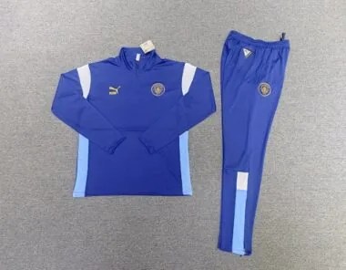 kids kit 23-24 Man City navy blue half zipper sweater tracksuit