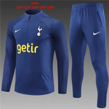 kids kit player version 23-24 Tottenham navy blue half zipper sweater tracksuit