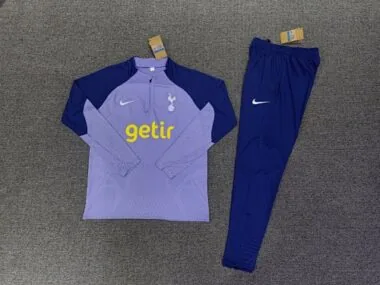 kids kit player version 2023/24 Tottenham light purple with navy blue half zipper sweater tracksuit