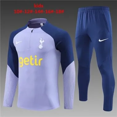 kids kit 23-24 Tottenham light purple with navy blue half zipper sweater tracksuit