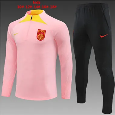 kids kit 23-24 China pink half zipper sweater tracksuit