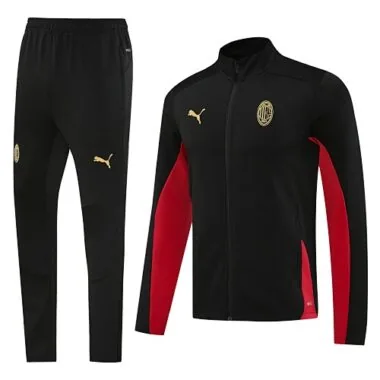24-25 AC black with red stripe full zipper jacket tracksuit