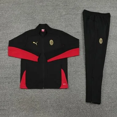 24-25 AC black with red stripe full zipper jacket tracksuit