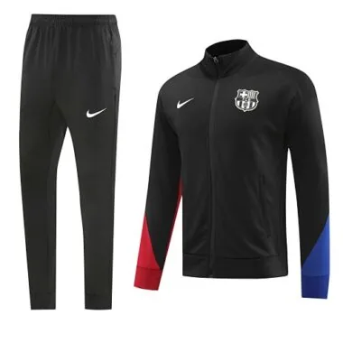 24-25 Bar black with red and blue arms stripe full zipper jacket tracksuit