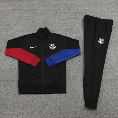 24-25 Bar black with red and blue arms stripe full zipper jacket tracksuit