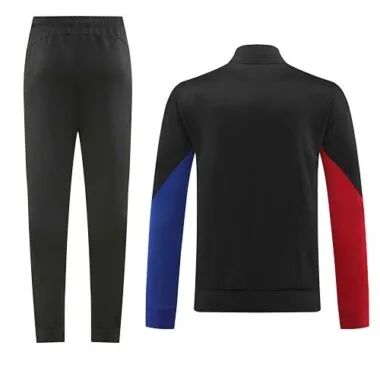 24-25 Bar black with red and blue arms stripe full zipper jacket tracksuit