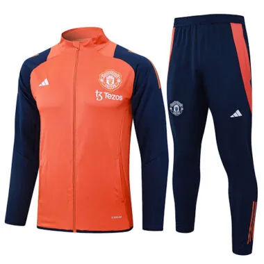 A756# 24-25 Manud orange with navy blue stripe full zipper jacket tracksuit