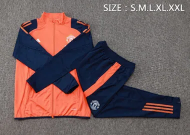 A756# 24-25 Manud orange with navy blue stripe full zipper jacket tracksuit