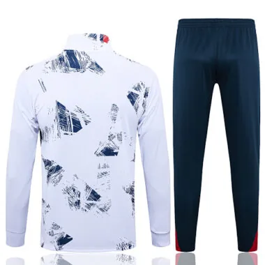 A753# 2024/25 PS G White with red and navy blue stripe full zipper jacket tracksuit