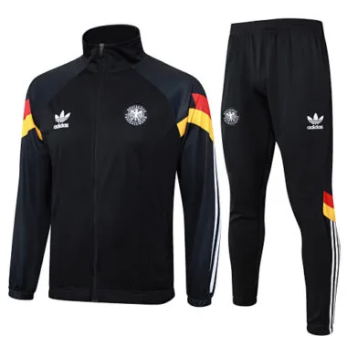 A751# 2024/25 Germany black with red and yellow stripe full zipper jacket tracksuit