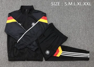 A751# 2024/25 Germany black with red and yellow stripe full zipper jacket tracksuit