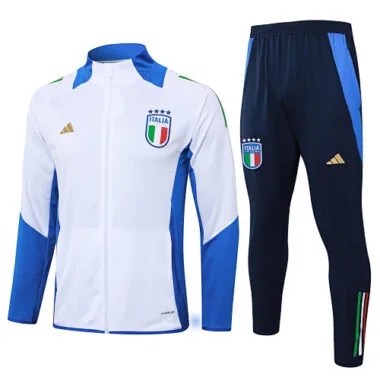 A748# 2024/25 Italy white with blue stripe full zipper jacket tracksuit
