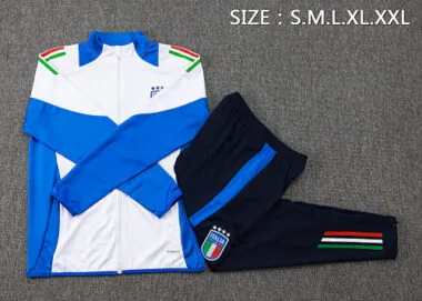 A748# 2024/25 Italy white with blue stripe full zipper jacket tracksuit