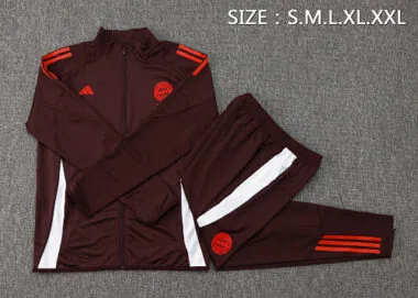 A747# 2024/25 Bayern brown with white stripe full zipper jacket tracksuit