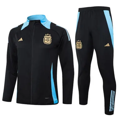 A745# 2024/25 Argentina black with blue stripe full zipper jacket tracksuit