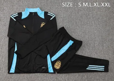A745# 2024/25 Argentina black with blue stripe full zipper jacket tracksuit