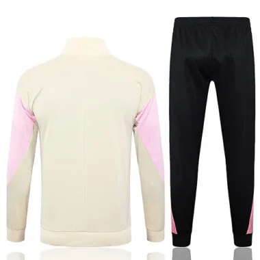 A744# 2024/25 PS G Jrdan beige with pink full zipper jacket tracksuit