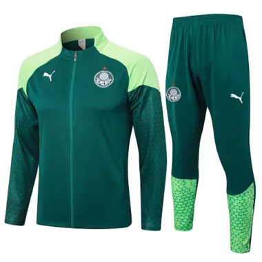 A742# 24-25 Palmeiras dark green with light green full zipper jacket tracksuit