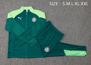 A742# 24-25 Palmeiras dark green with light green full zipper jacket tracksuit