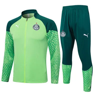 A741# 24-25 Palmeiras light green with dark green full zipper jacket tracksuit