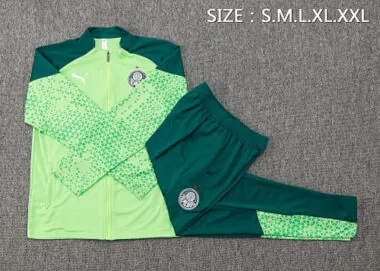 A741# 24-25 Palmeiras light green with dark green full zipper jacket tracksuit