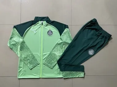A741# 24-25 Palmeiras light green with dark green full zipper jacket tracksuit