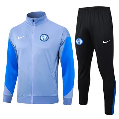 A740# 2024/25 Inter gray with color blue full zipper jacket tracksuit