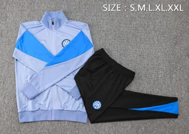 A740# 2024/25 Inter gray with color blue full zipper jacket tracksuit