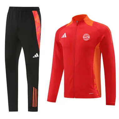 24-25 Bayern red with orange stripe full zipper jacket tracksuit
