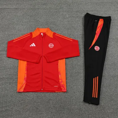 24-25 Bayern red with orange stripe full zipper jacket tracksuit