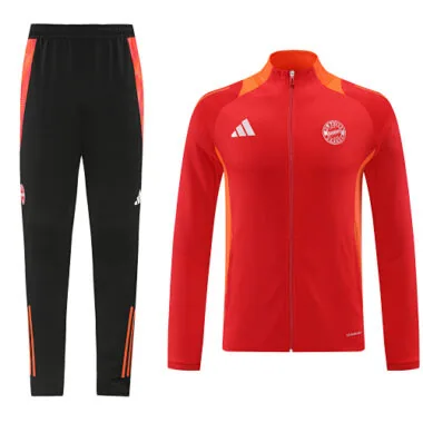 24-25 Bayern red with orange stripe full zipper jacket tracksuit