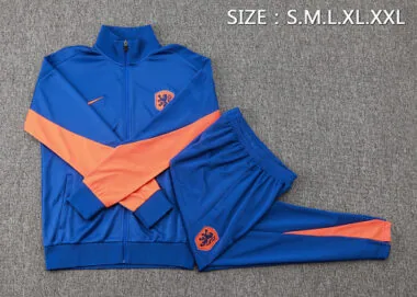 A736# 24-25 Netherlands color blue with orange stripe soccer jacket tracksuit size S-2XL