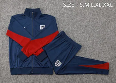 A735# 2024/25 England navy blue with dark red stripe full zipper jacket tracksuit