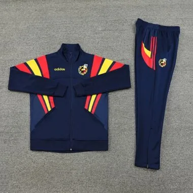 2024/25 Spain navy blue with yellow and red stripe full zipper jacket tracksuit
