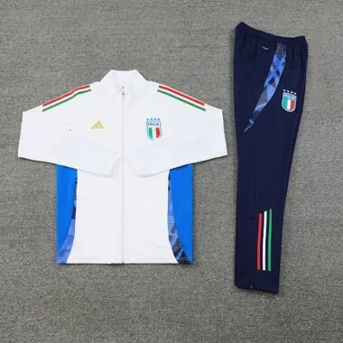 2024/25 Italy white with blue stripe full zipper jacket tracksuit