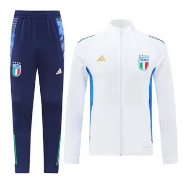 2024/25 Italy white with blue stripe full zipper jacket tracksuit