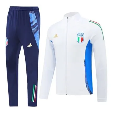 2024/25 Italy white with blue stripe full zipper jacket tracksuit