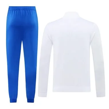 2024/25 Real Madrid white with blue stripe full zipper jacket tracksuit