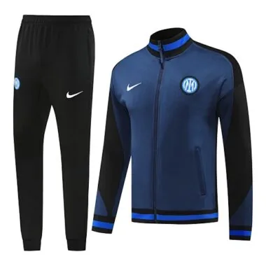 24-25 Inter deep blue with black stripe full zipper jacket tracksuit