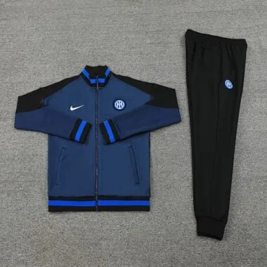 24-25 Inter deep blue with black stripe full zipper jacket tracksuit