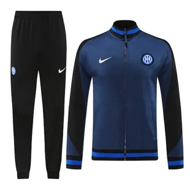 24-25 Inter deep blue with black stripe full zipper jacket tracksuit