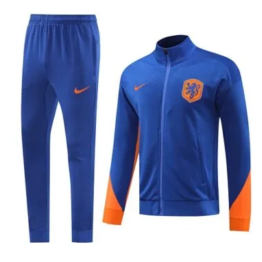 24-25 Netherlands color blue with orange soccer jacket tracksuit size S-2XL