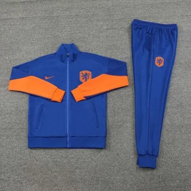 24-25 Netherlands color blue with orange soccer jacket tracksuit size S-2XL