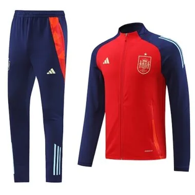 2024/25 Spain red with navy blue full zipper jacket tracksuit