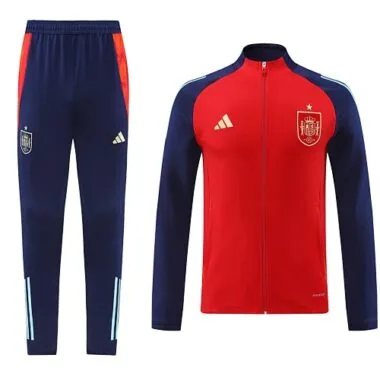 2024/25 Spain red with navy blue full zipper jacket tracksuit