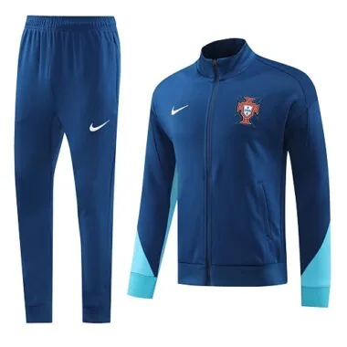 24-25 Portugal navy blue with sky blue stripe soccer jacket tracksuit size S-2XL