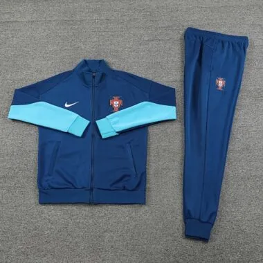 24-25 Portugal navy blue with sky blue stripe soccer jacket tracksuit size S-2XL