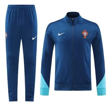 24-25 Portugal navy blue with sky blue stripe soccer jacket tracksuit size S-2XL
